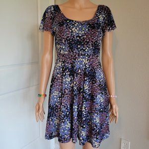 F21 Blue & Purple Floral A-Line Dress - NWOT